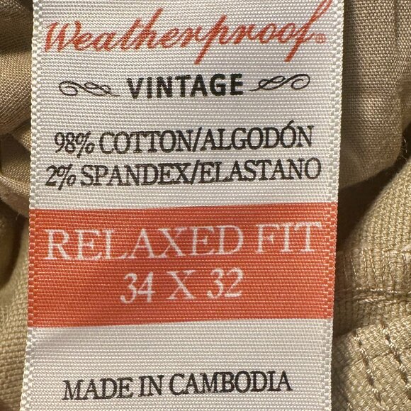 Weatherproof Vintage Trevorland Flex Utility Pant Size 34X32 Tan Relaxed Fit NEW - Picture 3 of 13